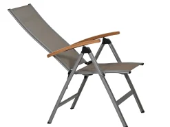 Klappsessel "Azora" Alu graphit mit Teak-Armlehnen