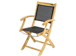 Klappstuhl mit Armlehnen Fairchild Teak Textilene® schwarz