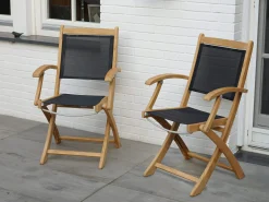 Klappstuhl mit Armlehnen Fairchild Teak Textilene® schwarz