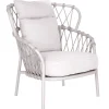 Klea Lounge Pfauensessel Alu greige mit Kordel greige Kissen Vanilla