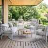 Klea Lounge-Sessel Alu greige mit Kordel greige Kissen Vanilla
