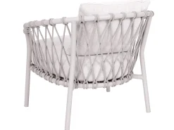 Klea Lounge-Sessel Alu greige mit Kordel greige Kissen Vanilla