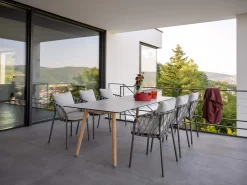 Klea Sessel Alu anthrazit mit Kordel Stone Kissen perlgrau