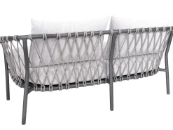 Klea 2-Sitzer Lounge-Sofa Alu anthrazit mit Kordel Stone Kissen perlgrau