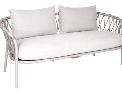 Klea 2-Sitzer Lounge-Sofa Alu greige mit Kordel greige Kissen Vanilla