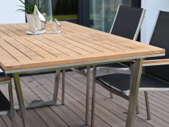 Kufen Gartentisch Volterra Teakholz Edelstahl brushed
