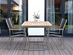 Kufen Gartentisch Volterra Teakholz Edelstahl brushed