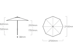 Kurbel Sonnenschirm Easy-Allround Ø270cm anthrazit/hellgrau meliert