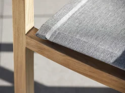 Leah Sessel Teak mit Textilenbezug Leinen grau