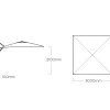 LED Ampelschirm Easy Swing 300x300cm silber|schwarz O´bravia
