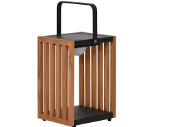 LED Solarleuchte Solara Aluminium Teak Höhe 34cm