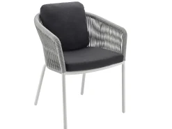 Loop Dining Sessel Alu white String-Flex white grey