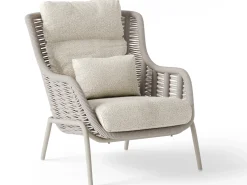 Loungesessel Casto high back Alu Rope Camel Sand | Kissen Beachy bouclé
