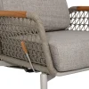 Loungesessel verstellbar Marbella Alu Rope graubeige Teak-Armlehnen
