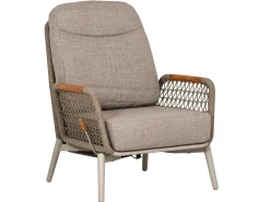 Loungesessel verstellbar Marbella Alu Rope graubeige Teak-Armlehnen