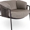 Loungesessel Zoe Alu schwarz matt Kordel basalt Stoff Mélange grau