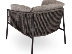 Loungesessel Zoe Alu schwarz matt Kordel basalt Stoff Mélange grau