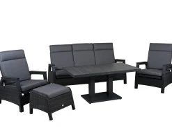 Loungeset Chalet 5-teilig multifunktional Alu Geflecht mix-grey