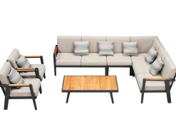 Loungeset Ecke Regency 7-teilig Alu-Teak Living