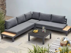 Lounge Set Ecke Solis Alu anthracite Teak Sunbrella Dekton