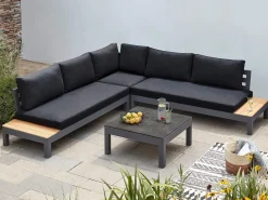 Lounge Set Ecke Solis Alu anthracite Teak Sunbrella Keramik