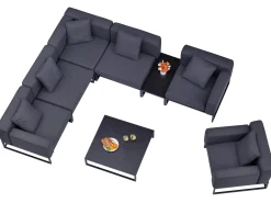 Loungeset Emerald modular 8-teilig mit Outdoorpolster Dark grey