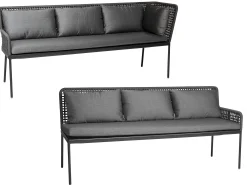 Loungeset Greta Dining Ecke links Alu anthrazit Synthetikfaser platin