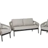 Lounge Set Luzern 3-teilig Alu anthrazit Rope cream