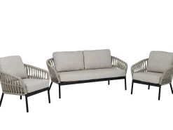Lounge Set Luzern 3-teilig Alu anthrazit Rope cream