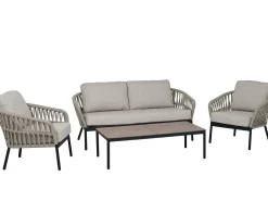 Lounge Set Luzern 4-teilig Alu anthrazit Rope cream
