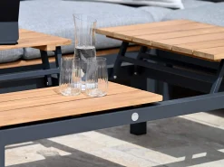 Lounge Set Memphis 4-teilig Alu matt royal grey Teak