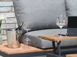Lounge Set Memphis 4-teilig Alu matt royal grey Teak