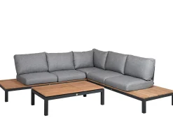 Lounge Set Memphis 4-teilig Alu matt royal grey Teak