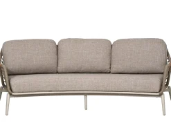 Loungesofa Marbella 3-Sitzer Alu Rope graubeige Teak-Armlehnen