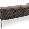 Lounge-Sofa 2,5-Sitzer Zoe Alu schwarz matt Kordel basalt Stoff Mélange grau