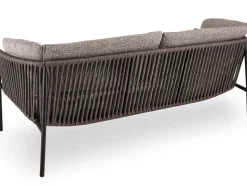 Lounge-Sofa 2,5-Sitzer Zoe Alu schwarz matt Kordel basalt Stoff Mélange grau