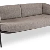 Lounge-Sofa 3-Sitzer Zoe Alu schwarz matt Kordel basalt Stoff Mélange grau