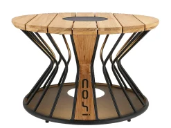 Lounge Tisch Cosilumia round Teak black mit Solar LED Ø70x41cm