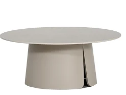 Loungetisch Ronda Ø90cm Alu Graubeige Platte Sintered Stone