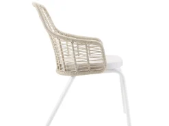 Luuna Stapelsessel Alu white String-Flex sand Sitz-Polster Bombay cream