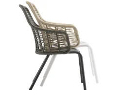 Luuna Stapelsessel Alu white String-Flex sand Sitz-Polster Bombay cream