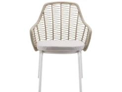 Luuna Stapelsessel Alu white String-Flex sand Sitz-Polster Bombay cream