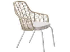 Luuna Stapelsessel Alu white String-Flex sand Sitz-Polster Bombay cream