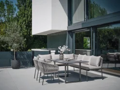Marla Dining Lounge Set 2-teilig Alu anthrazit Kordel salt