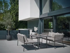 Marla Dining Lounge Set 2-teilig Alu anthrazit Kordel salt