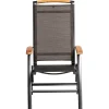MEMPHIS Multipositionssessel Aluminium Outdoorgewebe anthrazit/bronze Teak