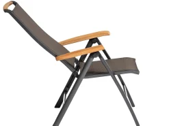 MEMPHIS Multipositionssessel Aluminium Outdoorgewebe anthrazit/bronze Teak