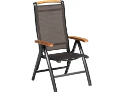 MEMPHIS Multipositionssessel Aluminium Outdoorgewebe anthrazit/bronze Teak