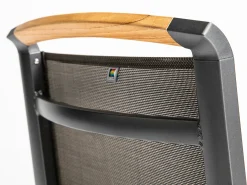 MEMPHIS Multipositionssessel Aluminium Outdoorgewebe anthrazit/bronze Teak