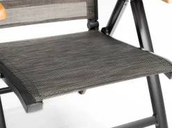 MEMPHIS Multipositionssessel Aluminium Outdoorgewebe anthrazit/bronze Teak